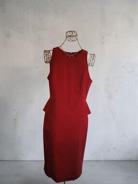 Banana Republic Red Sleeveless Peplum Sheath Dress NWT Size 14